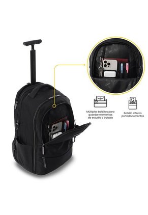 Morral Con Ruedas Para Viaje Trolley Mediano Negro