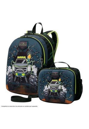 Lonchera Térmica Para Niño Monster Race Grande Negra