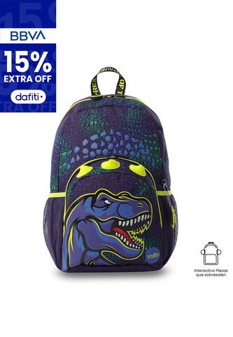 Morral Para Niño Dino Rock Grande Azul Totto