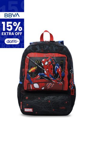 Morral Para Niño Spiderman Hero Grande Negro Totto