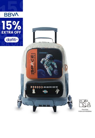 Maleta Para Niño Con Ruedas Morral 3 Ruedas Gemini Grande Naranja Totto