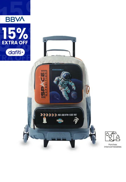 Maleta Para Niño Con Ruedas Morral 3 Ruedas Gemini Grande Naranja