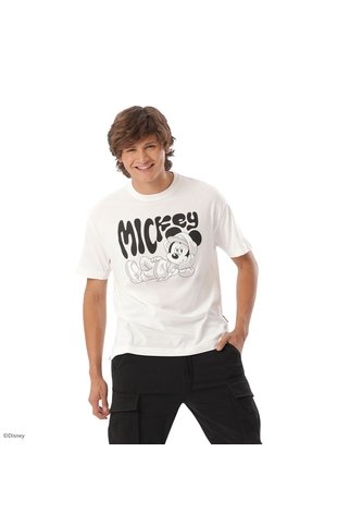 Camiseta Oversize Blanca Mickey Mouse In Real Life Feel Totto
