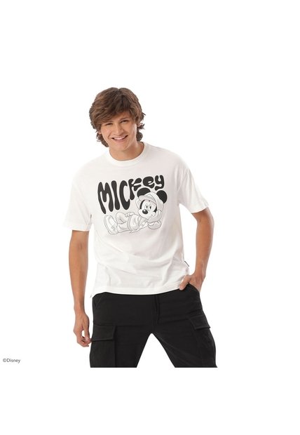 Camiseta Oversize Blanca Mickey Mouse In Real Life Feel