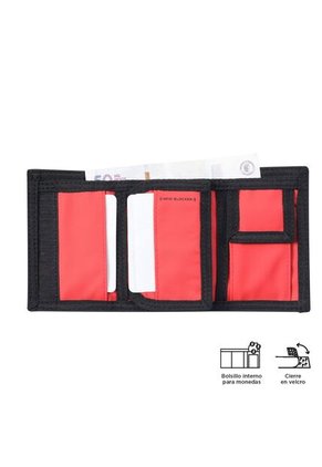 Billetera Contrast Mee Con RFID Blocker Negra/Roja Mediana