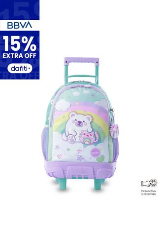 Maleta Para Niña Con Ruedas + Libro Para Colorear Little Magic Arcoíris Totto