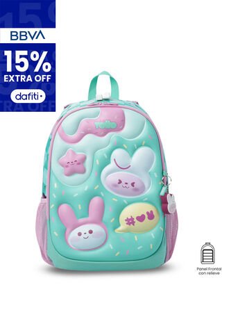 Morral Para Niña Bunny Pump Grande Verde Con Conejos Totto