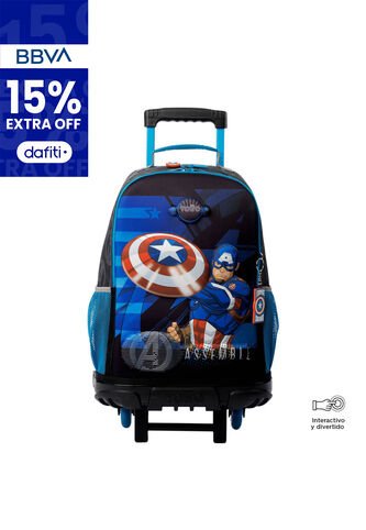 Morral Con Ruedas Niño Avengers Capitán América Grande Gris Totto