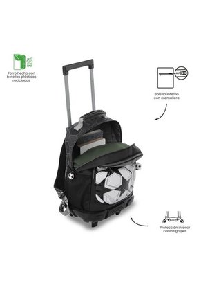 Morral Escolar Con Ruedas Champion Mediano Estampado De Fútbol