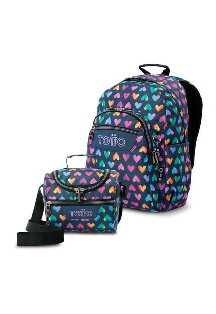 Combo Escolar Morral Grande Acuarela Y Lonchera Térmica Pizarra