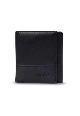 Billetera Para Hombre Saffiano Aqi Con RFID Blocker Negra Totto