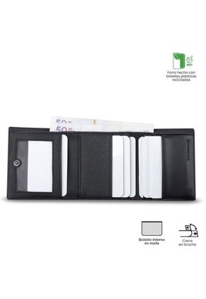 Billetera Para Hombre Saffiano Aqi Con RFID Blocker Negra