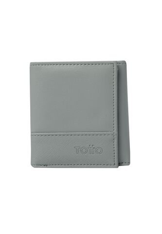 Billetera Para Hombre Saffiano Aqi Gris Con RFID Blocker Totto