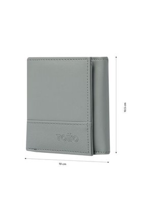 Billetera Para Hombre Saffiano Aqi Gris Con RFID Blocker