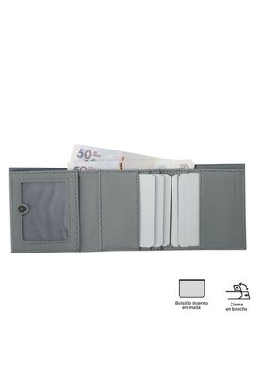 Billetera Para Hombre Saffiano Aqi Gris Con RFID Blocker