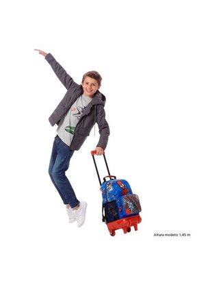 Morral Con Ruedas Niño Spiderman Pop Mediano Azul