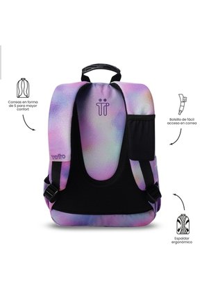 Morral Juvenil Porta PC 13" Gommas Glitter Rosado