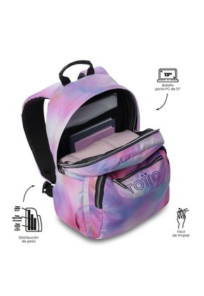Morral Juvenil Porta PC 13" Gommas Glitter Rosado