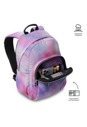 Morral Juvenil Porta PC 13" Gommas Glitter Rosado