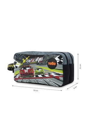 Cartuchera Escolar Grande Para Niño 2 Cuerpos Grand Prix Gris