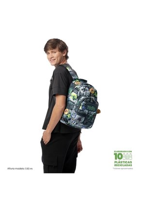 Morral Juvenil Porta PC 14" Acuarela Negro