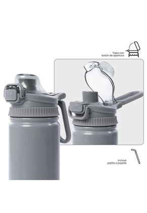 Termo Botella Térmica Botilito 750ml Agua Acero Gris Pack X3