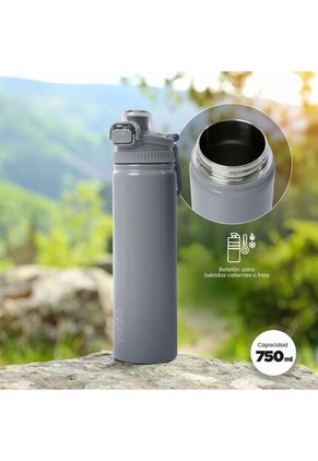 Termo Botella Térmica Botilito 750ml Agua Acero Gris Pack X3