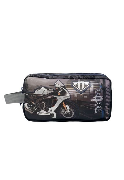 Cartuchera Escolar Para Niño Helmet Racer Negra