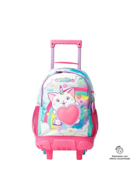 Morral Con Ruedas Niña Sweety Heart Mediano Azul