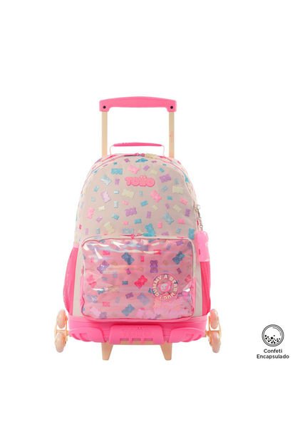 Morral Con 3 Ruedas Niña Gummy Bear Grande Rosado