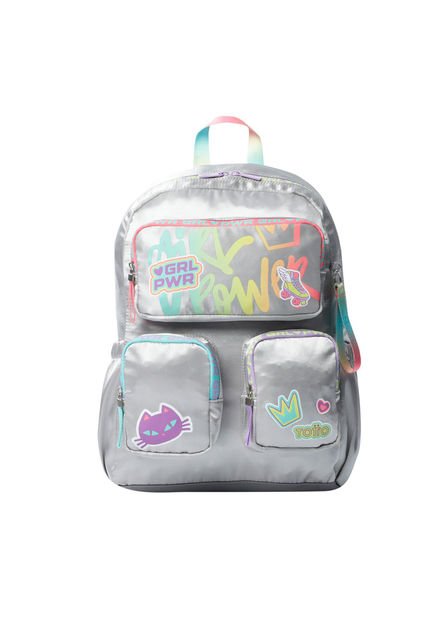 Morral Para Niña Girl Power Grande Gris