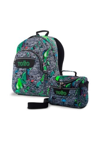 Combo Escolar Morral Grande Acuarela Y Lonchera Térmica Pizarra Totto