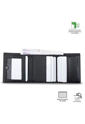 Billetera Para Hombre Saffiano Aqi Con RFID Blocker Negra