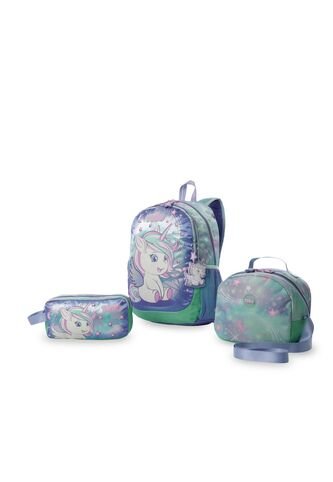 Combo Escolar Niña X3 Morral + Lonchera + Multiuso Magic Dreams Verde Totto
