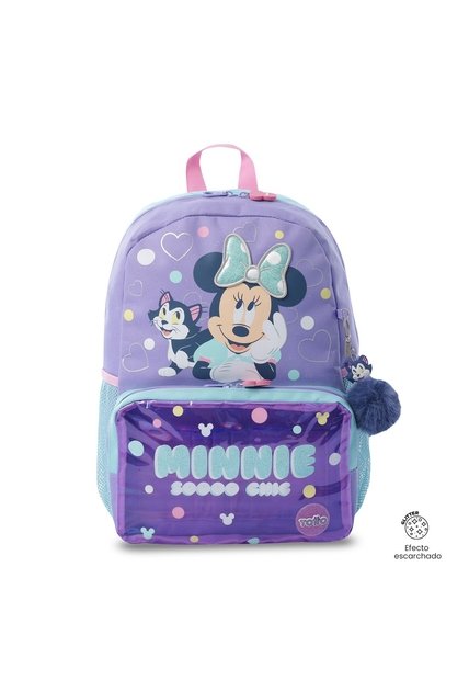 Morral Para Niña Minnie Mediano Morado Con Corazones