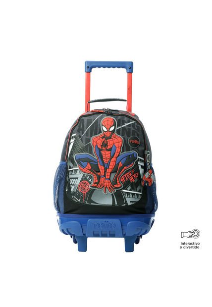 Morral Con Ruedas Niño Rue Bomper Spiderman Amazing Mediano Azul