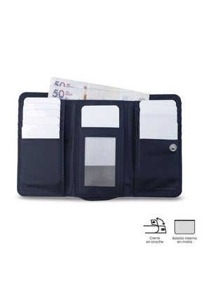 Billetera Para Mujer Texture Var Con RFID Blocker Azul