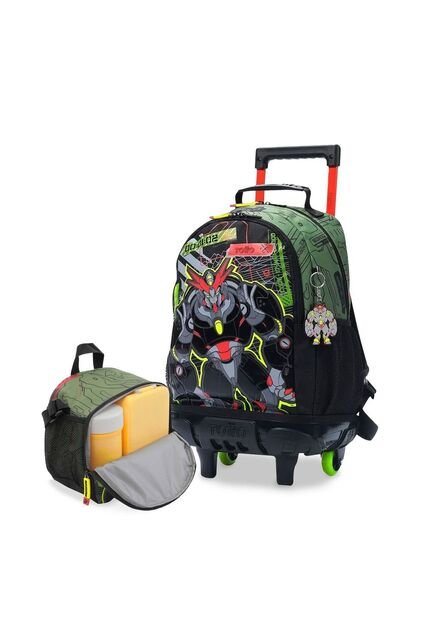 Combo Escolar Morral Con Ruedas + Lonchera Argon Verde Niño