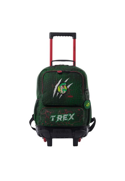 Morral Con Ruedas Niño Rex Dino Mediano Verde