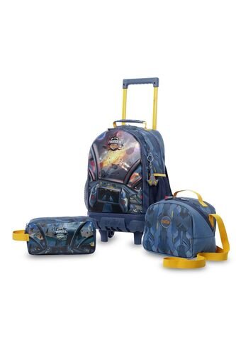 Combo Escolar Niño X3 Maleta Ruedas+Lonchera+Multiuso Sentinel Gris Totto