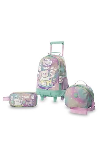 Combo Escolar Niña X3 Maleta Ruedas+Lonchera+Multiuso Mellow Gris Totto