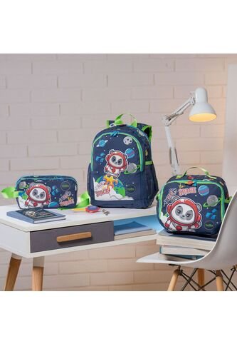 Combo Escolar Morral Panda Space + Lonchera Y Cartuchera Totto