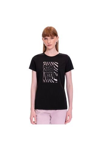 Camiseta Estampada Para Mujer Prime Manga Corta Negra Totto