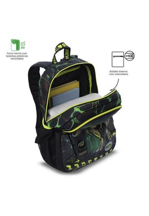 Morral Para Niño Dino Rock Mediano Verde