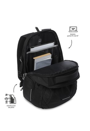 Morral Táctico Porta PC 16" Polixan 3.0 Negro Hombre