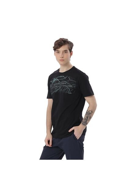 Camiseta Estampada Para Hombre Atena Manga Corta Negra