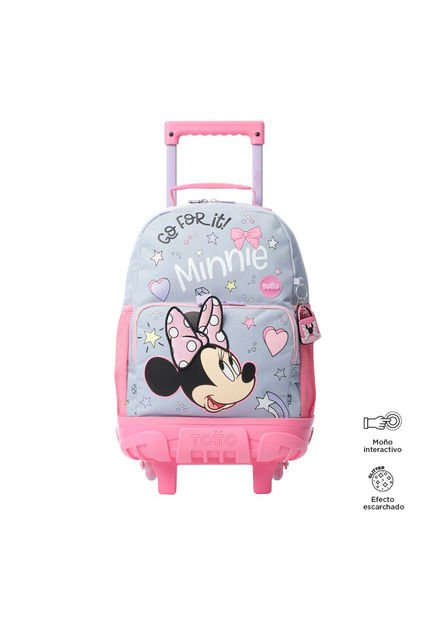 Morral Con Ruedas Niña Minnie Mediano Gris