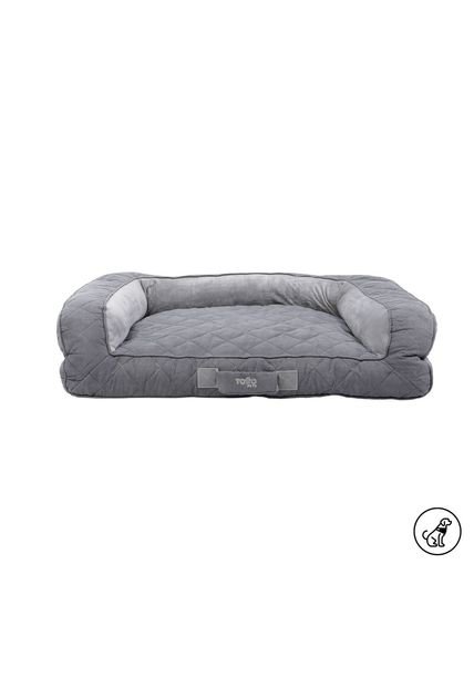 Cama Para Perros Acolchada Alina Gris Con Colchón Extraíble