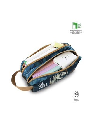 Cartuchera Escolar Grande Para Niño 2 Cuerpos Jurassic World Territory Azul