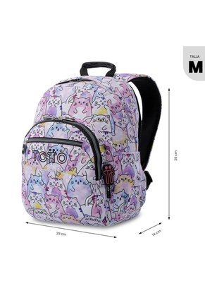 Morral Juvenil Porta PC 13" Gommas Glitter Con Gatos